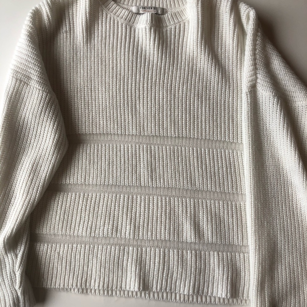Forever 21 white sweater with mesh detail. Size M